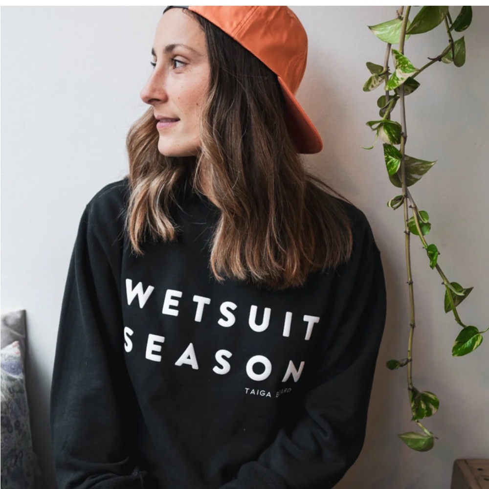 Taiga Board Wetsuit Season Crewneck Sweatshirt Black Unisex Size Small
